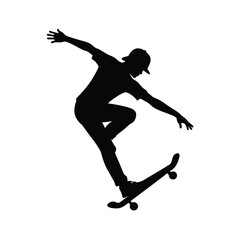 Skateboarder Performing Trick Silhouette