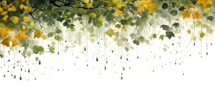 CHUTE DE FEUILLES D'AUTOMNE, FOND BLANC