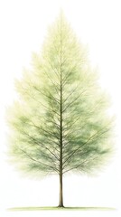 Obraz premium Elegant hand drawn illustration of a tree with lush green leaves on a white background.