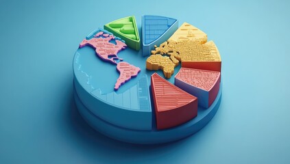 Global data visualization in a colorful pie chart