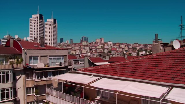apartment roofs, irregular neighborhoods, unplanned urbanization, Istanbul