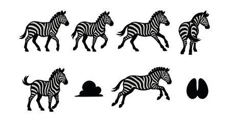 Obraz premium Animal and nature silhouette icons set. wildlife and safari style symbols