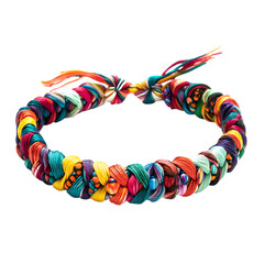 Vibrant Woven Anklet with Chunky Interlaced Fibers Isolated on Transparent Background