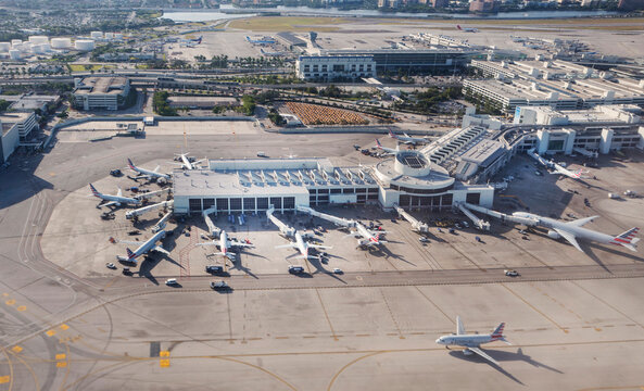 Aerial view of the Miami International Airport, USA, 2019