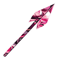 Abstract Arrow with Layered Motifs in Rich Cerise C Isolated on Transparent Background