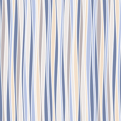 Vector seamless pattern. Abstract texture with thin pastel wavy stripes. Creative distorted background. Blue and beige tones. Can be used as swatch in illustrator.