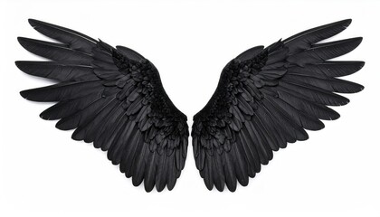 Black Demon Wings Isolated on White Background
