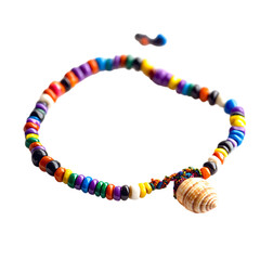 Playful Anklet with a Random Arrangement of Shell Isolated on Transparent Background
