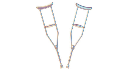 Isolated Pair of Metal Crutches Medical Mobility Assistance