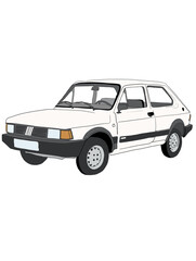 small white car, a retro Italian brand style from the 90s
