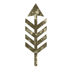 Bold Arrow with Geometric Symmetry in Olive Drab Color Isolated on Transparent Background