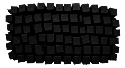 A stark landscape of dark mysterious cubes casting deep shadows inviting contemplation on form on transparent background