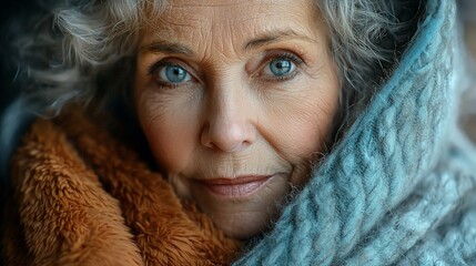 Mature woman, contemplative expression