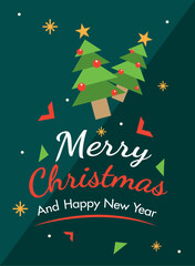 Vertical minimalist Merry christmas card Vector