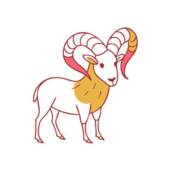 Stylized Mouflon Illustration with Curled Horns