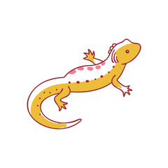 Cute Cartoon Fire Salamander Illustration