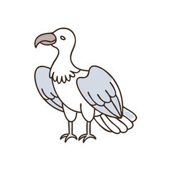 Obraz premium Cute Cartoon Griffon Vulture Standing Isolated