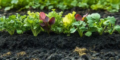 Compost layers with vibrant green plant matter in rich soil creating a thriving garden ecosystem
