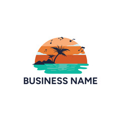Beach Music Sunset Logo Concept