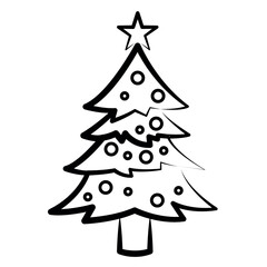 Minimalist Christmas tree design with simple decorations, Vector