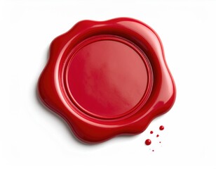 Red Wax Seal Isolated on White Background – Classic Stamp Element