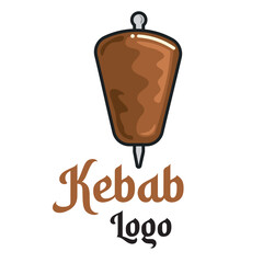 Kebab logo meat skewer. Vector