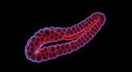 Detailed Visualization of a Microbial Chain with Cellular Structures and Bright Illumination