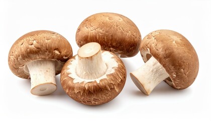 Shiitake Mushrooms Isolated on White Background