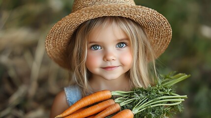 Young girl holding carrots
