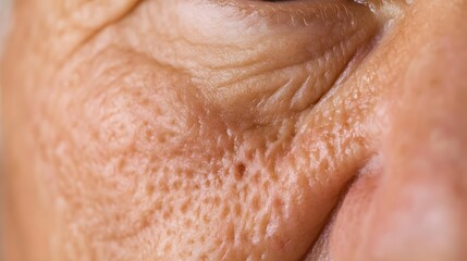 Fototapeta premium Closeup Wrinkled Skin Texture Elderly Person Face