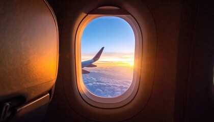 Sunrise View from Airplane Window - Travel and Sky
