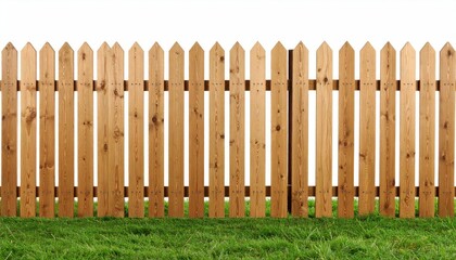 Fototapeta premium Wooden Garden Fence Isolated on White Background