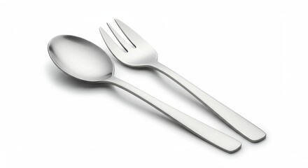 Elegant Salad Servers: A Close-Up of Silverware Isolated on White Background