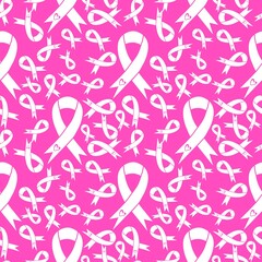 Breast cancer month seamless pink ribbon day mammogram pattern for medical accessories and medicine textiles