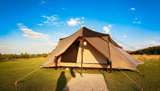 large camping tent on a nice day
