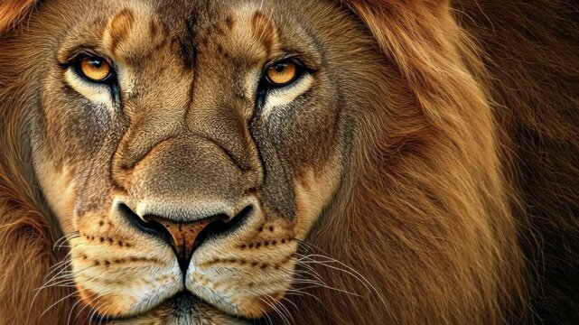 Regal Lion's Gaze: A captivating portrait of a majestic lion, his intense eyes fixed directly on the viewer, showcasing his strength and commanding presence. 
