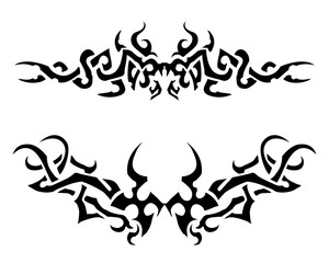 Tattoo cyber ​​sigilism set neo tribal celtic nordic y2k style ornament gothic maori isolated on white background