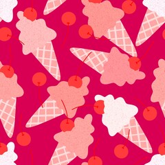 Summer cute food seamless ice cream pattern for wrapping paper and fabrics