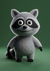 Obraz premium Cute Animated Raccoon Character with Big Eyes