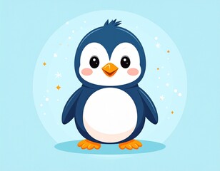 Naklejka premium Cute Penguin Illustration: Charming Solo Penguin Design for Kids' Rooms and Creative Spaces