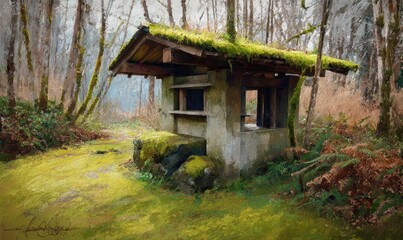 ABRI FORESTIER ENVAHI PAR LA MOUSSE