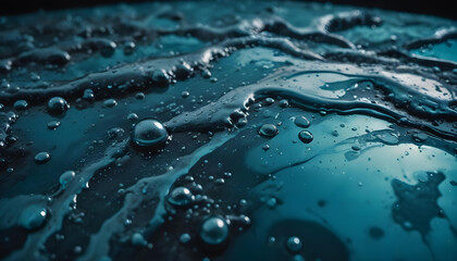 Abstract blue and yellow patterns with a glossy finish, resembling a fluid, natural texture.