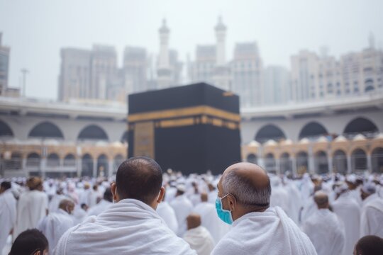 A devoted Muslim Hajj pilgrimage at the Kaaba