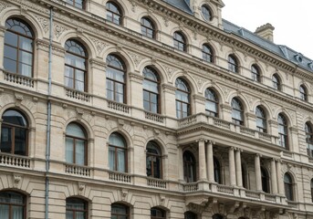 Obraz premium Facade of building with windows isolated on white background