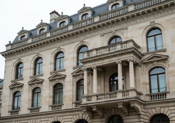 Facade of building architecture isolated on white background