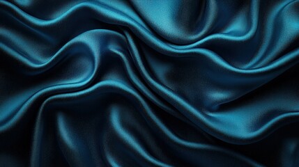 Obraz premium Deep teal silk fabric, draped with soft, flowing folds
