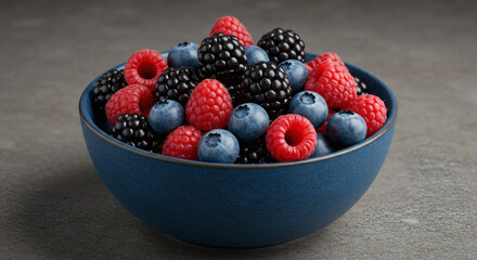 A beautifully arranged bowl displays a mix of fresh, colorful berries, ready to enjoy.