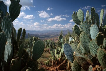 Succulents and cacti flourishing in a sun-drenched desert landscape