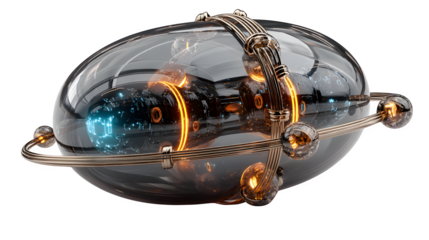 A glowing 3D atom icon with orbiting electrons, representing science and discovery, set against white --ar 16:9 --v 7.0 --s 750