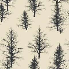 Silhouette forest trees on a light beige background